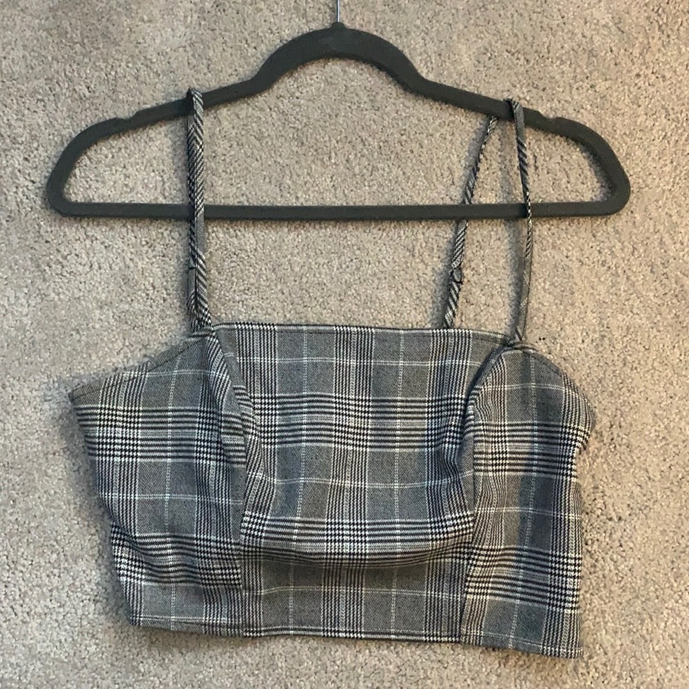 Black and white plaid crop top